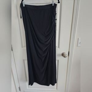 Elegant Black Maxi Skirt With Sexy Front Slit By Adrianna Papell. Size 16. NWT.